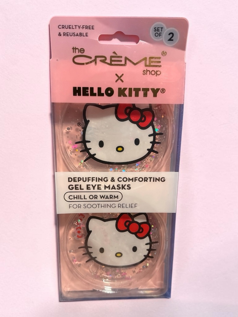 the CRÈME Shop x Hello Kitty Pink Gel Eye Masks - Depuffing Set of 2